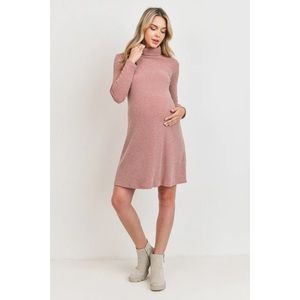 Hello MIZ Mir Rib Mock Neck Maternity Shift Dress Large